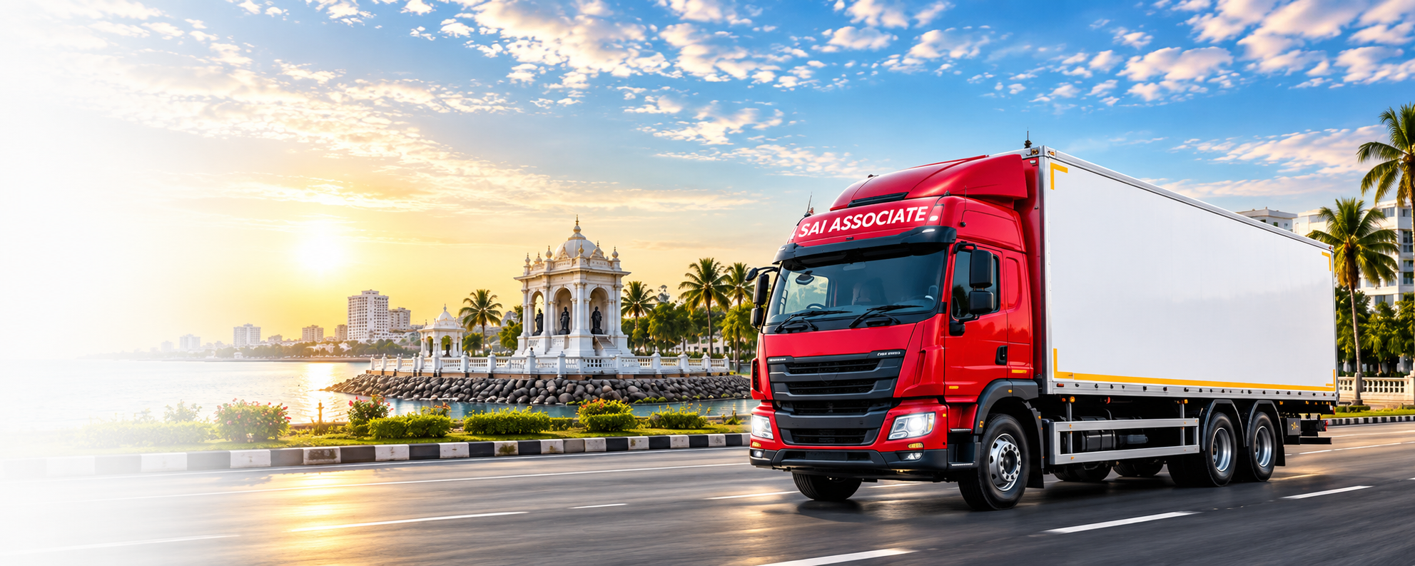 Sai Associate Packers and Movers relocation truck in Pondicherry